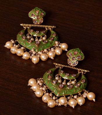 Kundan and Pearls Embellished Designer Earrings 217ED220 1