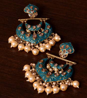 Kundan and Pearls Embellished Designer Earrings 217ED221 1