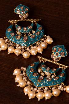 Kundan and Pearls Embellished Designer Earrings 217ED221