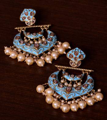 Kundan and Pearls Embellished Designer Earrings 217ED222 1