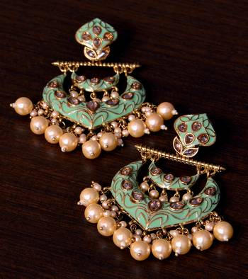 Kundan and Pearls Embellished Designer Earrings 217ED224 1