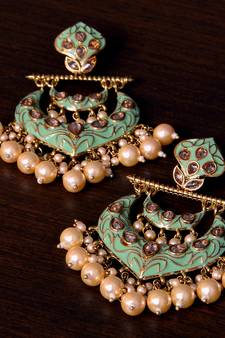 Kundan and Pearls Embellished Designer Earrings 217ED224