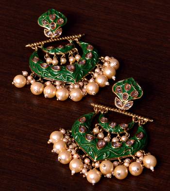 Kundan and Pearls Embellished Designer Earrings 217ED225 1