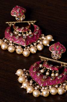 Kundan and Pearls Embellished Designer Earrings 217ED226