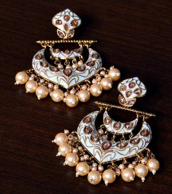 Kundan and Pearls Embellished Designer Earrings 217ED227 1
