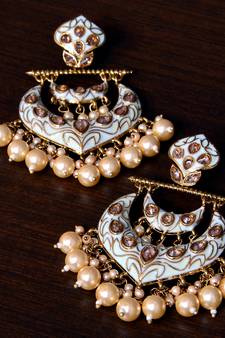 Kundan and Pearls Embellished Designer Earrings 217ED227