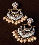 Kundan and Pearls Embellished Designer Earrings 217ED227