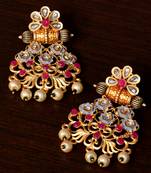 Meenakari Worked Matte Finish Kundan Embellished Earrings 217ED229