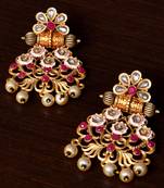 Meenakari Worked Matte Finish Kundan Embellished Earrings 217ED231