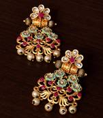 Meenakari Worked Matte Finish Kundan Embellished Earrings 217ED234