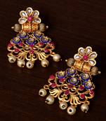 Meenakari Worked Matte Finish Kundan Embellished Earrings 217ED235