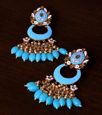 Meenakari Worked and Pearl Embellished Danglers 217ED236 1