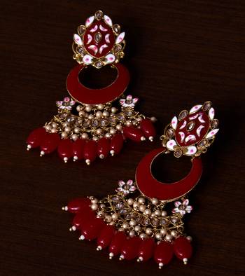 Meenakari Worked and Pearl Embellished Danglers 217ED237 1