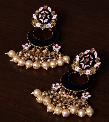 Meenakari Worked and Pearl Embellished Danglers 217ED238 1