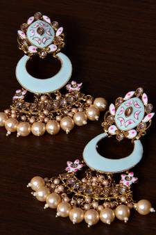 Meenakari Worked and Pearl Embellished Danglers 217ED241