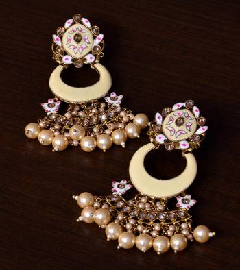 Meenakari Worked and Pearl Embellished Danglers 217ED244 1