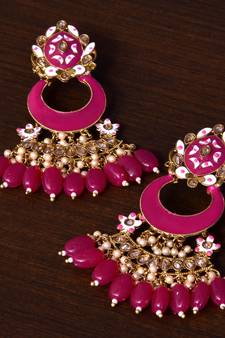Meenakari Worked and Pearl Embellished Danglers 217ED245