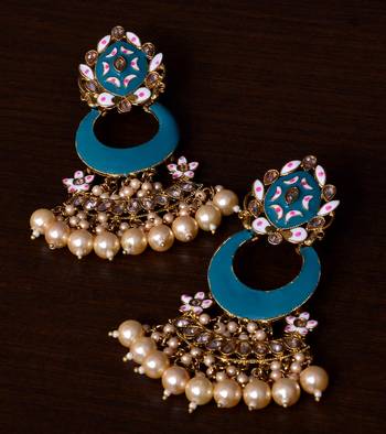 Meenakari Worked and Pearl Embellished Danglers 217ED246 1