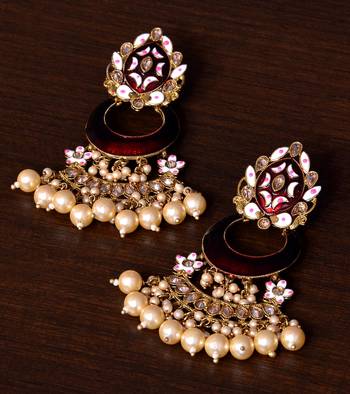 Meenakari Worked and Pearl Embellished Danglers 217ED248 1
