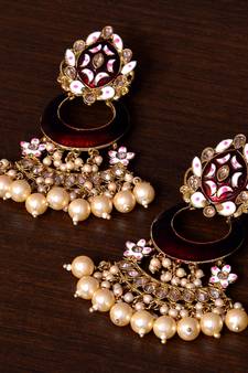 Meenakari Worked and Pearl Embellished Danglers 217ED248