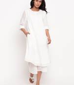 White Cotton Sleeve Loop Kurta
