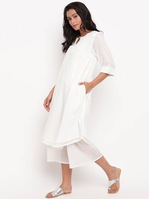White Cotton Sleeve Loop Kurta 2