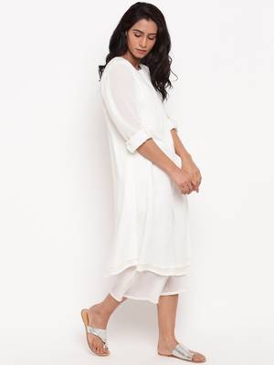 White Cotton Sleeve Loop Kurta 3