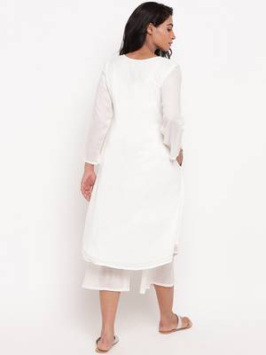 White Cotton Sleeve Loop Kurta 4