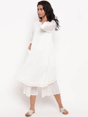 White Cotton Sleeve Loop Kurta 5