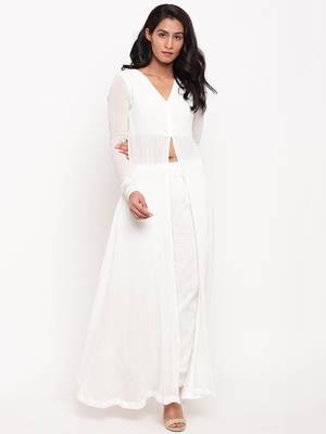 White Crinkled Slit Kurta 1