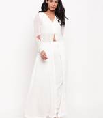 White Crinkled Slit Kurta
