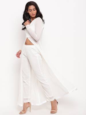 White Crinkled Slit Kurta 2