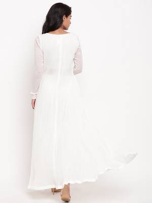 White Crinkled Slit Kurta 4