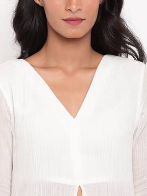 White Crinkled Slit Kurta 6