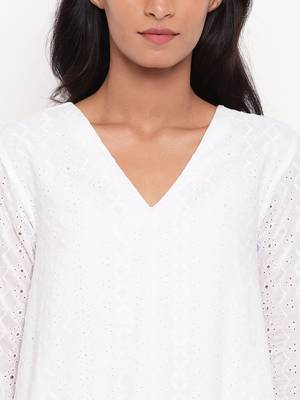 White Schiffli Kurta 5