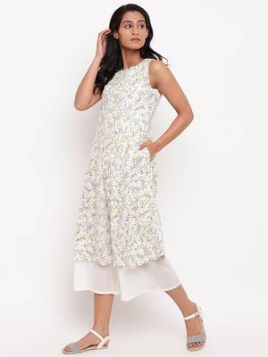 Yellow Floral Pleats Kurta 2
