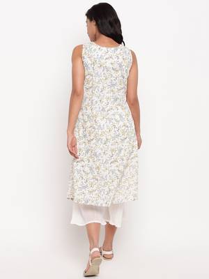 Yellow Floral Pleats Kurta 4