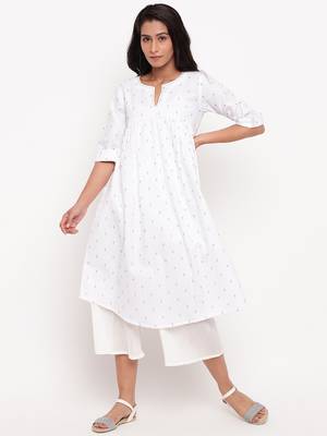 White Black-Red Dobby Kurta 1