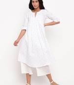 White Black-Red Dobby Kurta