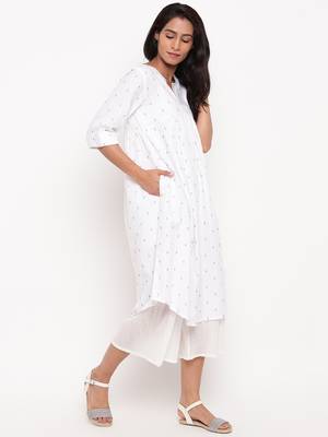 White Black-Red Dobby Kurta 3