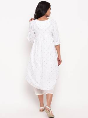 White Black-Red Dobby Kurta 4