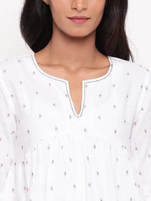 White Black-Red Dobby Kurta 5