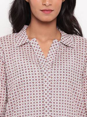Pink Grid Collar Slit Kurta 5