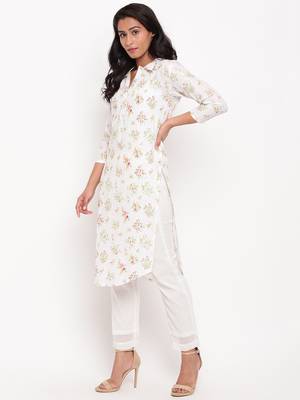 Multi Floral Collar Slit Kurta 2