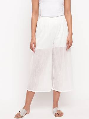 White Crinkled Palazzo 1