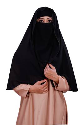 Plain 3 Layer Hijab Style Diamond Georgette Casual Wear Niqab Veil Scarf For Women 3