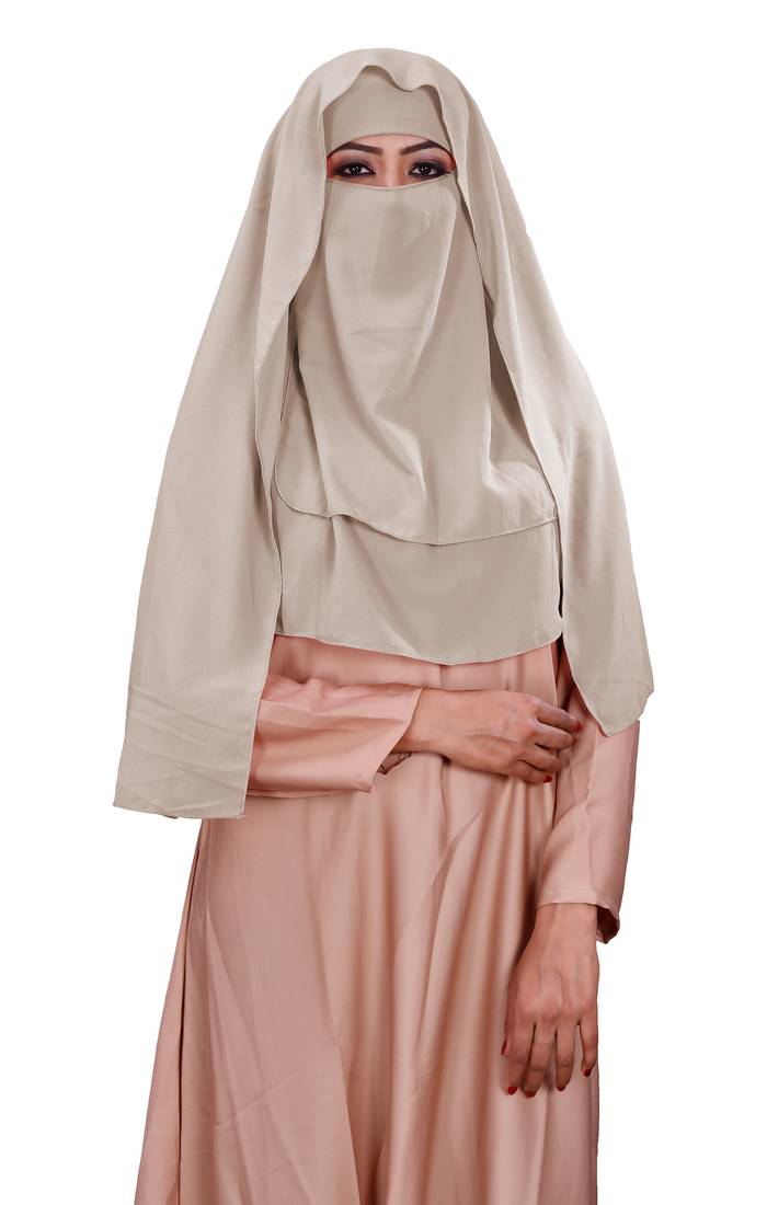Plain 3 Layer Hijab Style Diamond Georgette Arabian Niqab Veil Scarf For Women