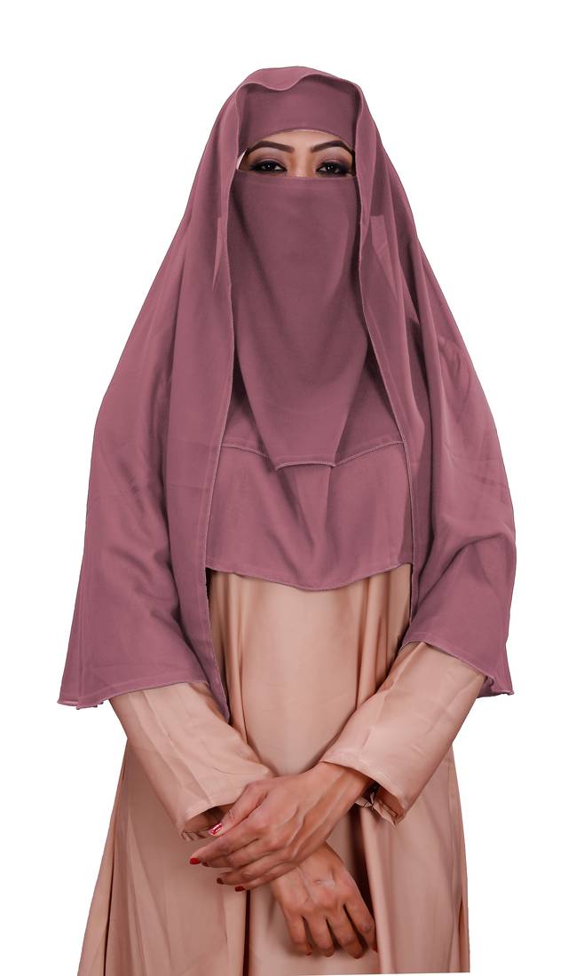 Plain 3 Layer Hijab Style Diamond Georgette Arabian Niqab Veil Scarf For Women
