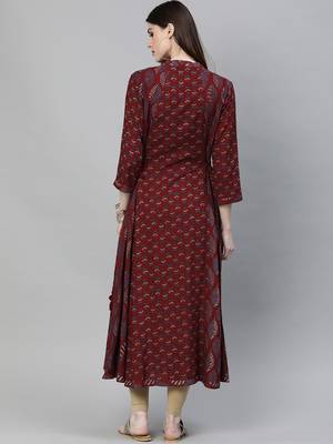 Maroon printed rayon ethnic-kurtis 5