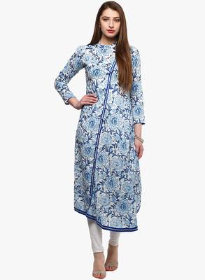 Blue printed cotton ethnic-kurtis 1